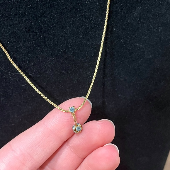 Gold and Blue Diamonds Sparkle Choker Necklace - Picture 1 of 5